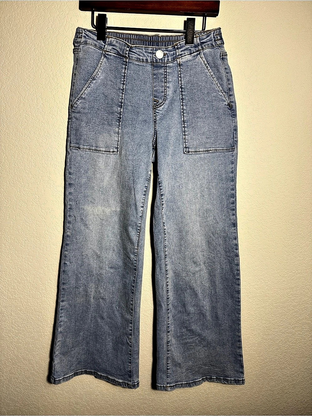 Diane Gilman New Classic Straight Wide Leg Blue Waist 8P boho pull on